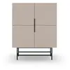 Image de Buffet haut 4 portes en bois et métal h128cm - beige