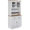 Image de Buffet blanc 4 portes 2 tiroirs en bois 90x180 cm