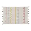 Image de Tapis coton motif indien beige et rose 120x160