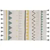 Image de Tapis coton motif indien beige bleu 140x200