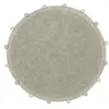 Image de Tapis coton rond lavable brun à pompons D120cm