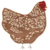 Image de Tapis enfant lavable Poule en coton marron 110x100 cm