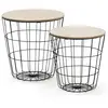 Image de Set de 2 Tables basses, plateau en placage de bois naturel