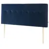 Image de Tête de lit tapissée 140x100 cm bleu, velours, pieds en bois
