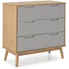 Image de Commode de nuit avec 3 tiroirs, bois massif, 80 cm longueur