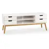 Image de Meuble tv 1 porte et 2 tiroir couleur blanc, 140 cm
