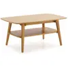 Image de Table basse rectangulaire, bois massif couleur chêne, 100 cm longueur