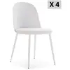 Image de Lot de 4 chaises blanches, pieds en métal et assise rembourrée