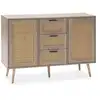 Image de Buffet 3 tiroir et 2 portes couleur chêne, 120 cm largeur