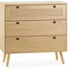 Image de Commode nuit 3 tiroirs couleur chêne avec rotin naturel