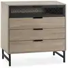 Image de Commode de nuit 3 tiroirs 1 porte coloris bois