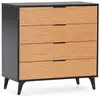 Image de Commode de nuit 4 tiroirs couleur Noir/Bois