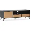 Image de Meuble TV 1 porte et 2 tiroirs, couleur Noir/Bois