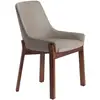 Image de Chaise en simili cuir vison et effet bois noyer