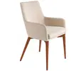 Image de Chaise en tissu beige et effet bois noyer