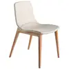 Image de Chaise en tissu beige et bois noyer