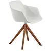 Image de Chaise pivotante en tissu et effet bois noyer