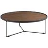 Image de Table basse ronde effet bois noyer et acier noir