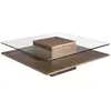 Image de Table basse carrée en verre et effet bois noyer