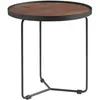 Image de Table d'appoint ronde effet bois noyer et acier noir