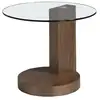 Image de Table d'angle ronde en verre trempé et noyer