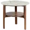 Image de Table d'appoint effet bois noyer et verre marbreet