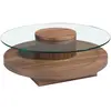 Image de Table basse en verre et effet bois noyer
