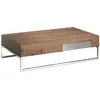 Image de Table basse effet bois noyer et acier chromé