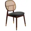 Image de Chaise en rotin, simili cuir et pieds effet bois noyer