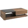 Image de Table basse effet bois et vitrail noir