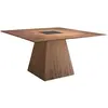 Image de Table à manger effet bois noyer et verre noir