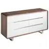 Image de Commode en bois blanc, noyer et acier chromé