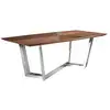 Image de Table à manger baril ovale noyer et acier chromé