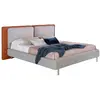 Image de Lit en tissu et similcuir gris et acier