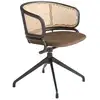 Image de Chaise pivotante en velours et rotin,marron et noir