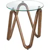 Image de Table d'angle ronde en verre trempé et noyer