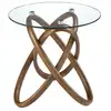 Image de Table d'angle ronde en verre trempé et noyer