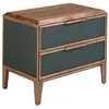 Image de Table de chevet en pvc vert foncé et noyer