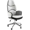 Image de Siège de bureau pivotant tissu gris clair et pvc blanc brillant