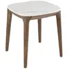 Image de Table d'angle carrée en marbre porcelaine et noyer