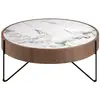 Image de Table basse ronde en marbre porcelaine, noyer et acier noir