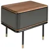 Image de Table de nuit moderne en bois gris foncé et acier noir