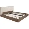 Image de Lit double moderne en tissu et éco-cuir