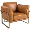 Image de Fauteuil élégant en cuir camel avec pieds en acier inoxydable