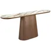 Image de Table console ovale demi-ronde en porcelaine et noyer