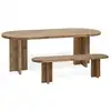 Image de Ensemble table à manger ovale - banc en bois de sapin vieilli 160x75cm