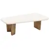 Image de Table basse en microciment avec pieds en bois vieilli 100x30cm