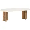 Image de Table de salle à manger ovale en microciment blanc cassé 160x75cm