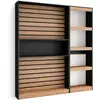 Image de Bibliothèque effet bois de chêne et noir 170x25x186cm