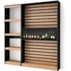 Image de Bibliothèque effet bois de chêne 170x25x186cm cheminée effet feu XXL